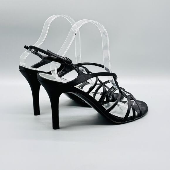 Stuart Weitzman Sandals Womens 10 Black Leather Sole Strappy Heel Dress Formal - Picture 8 of 12